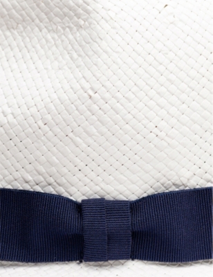Shop Eton Men's Navy Blue Panama Contrast-trim Paper Hat