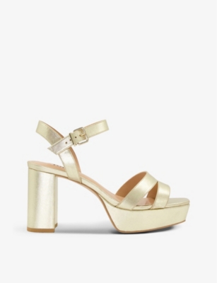 Dune Womens Gold-leather Molten Leather Platform Sandals In Monochrome