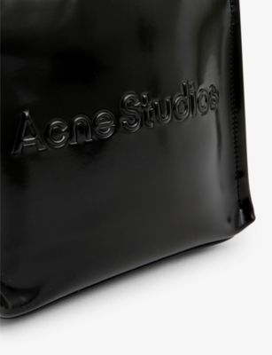 Shop Acne Studios Womens Black Logo-embossed Mini Faux-leather Tote Bag