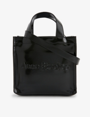 Acne Studios Womens Black Logo-embossed Mini Faux-leather Tote Bag In Black