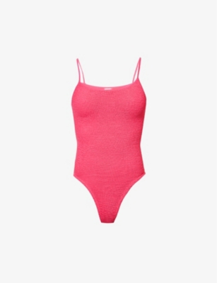 Hunza G Pamela Crinkle One-piece Swimsuit In Fuchsia
