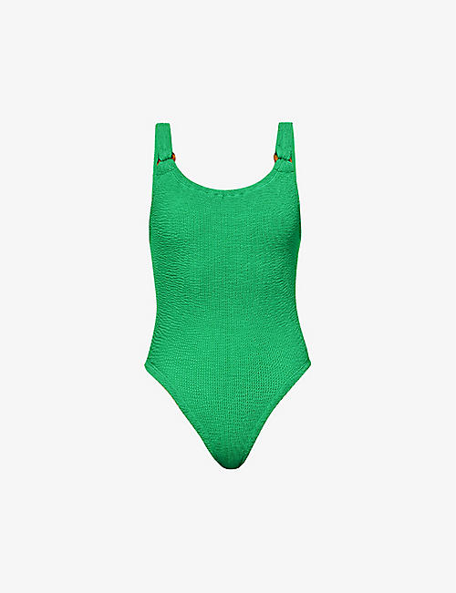 HUNZA G: Domino scooped-back swimsuit
