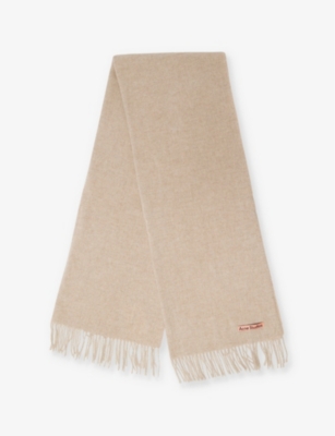 Shop Acne Studios Women's Oatmeal Melange Canada New Fringed Wool Scarf