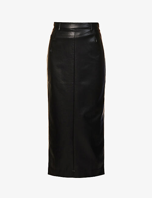 PIXIE MARKET: Yve high-rise faux-leather midi skirt