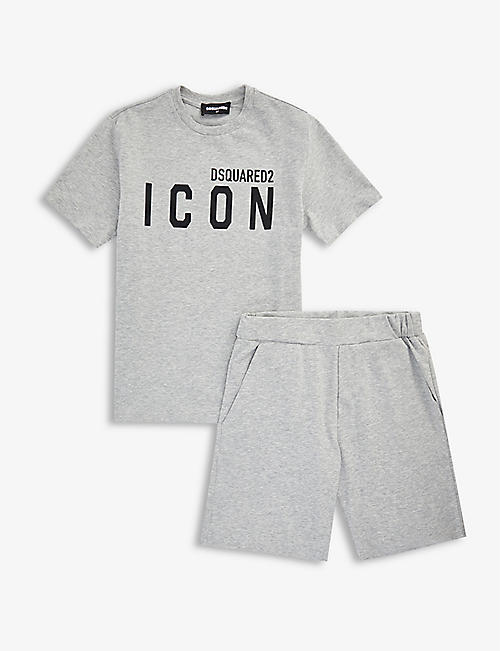 DSQUARED2: Icon logo-print stretch-cotton two-piece set 4-16 years