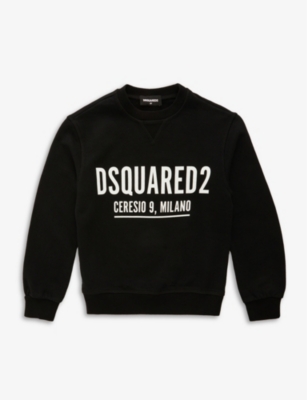 Dsquared2 Boys Black Kids Logo-print Stretch-cotton Sweatshirt 4-16 Years