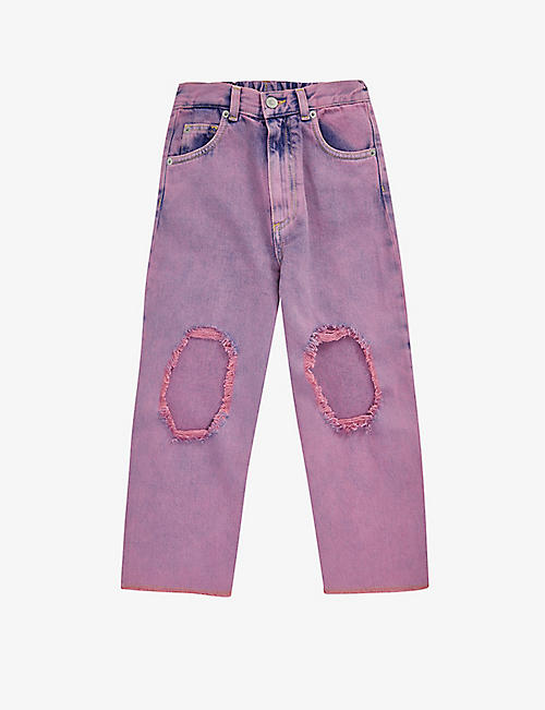 MM6 MAISON MARGIELA: Knee-patch mid-rise cotton jeans 4-16 years