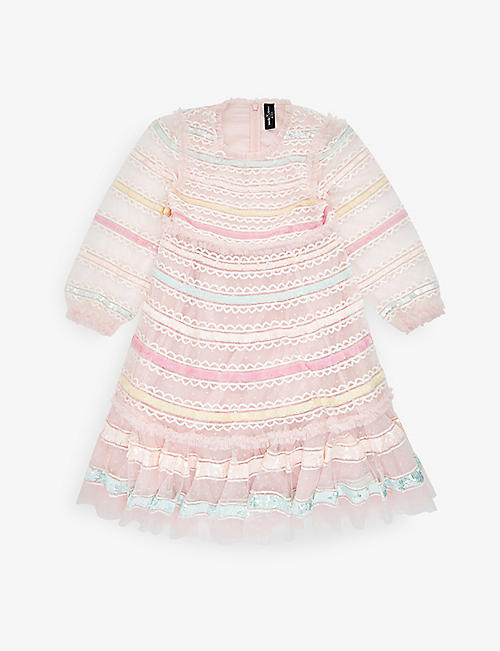 NEEDLE AND THREAD: Rainbow sequin-embellished woven dress 4-10 years