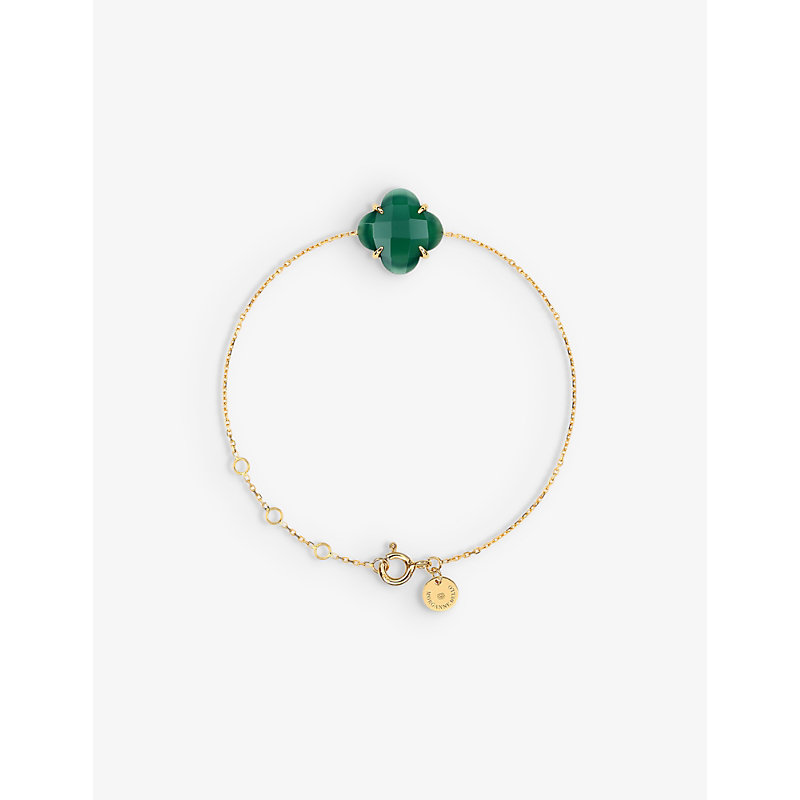 The Alkemistry Womens 18ct Yellow Gold Morganne Bello Clover 18ct Yellow-gold And Green Agate Bracel