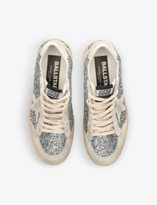Golden Goose Ball-star Glitter Low-top Sneakers In Silver