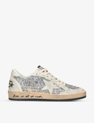 GOLDEN GOOSE: Ball Star 70136 glitter-embellished leather trainers