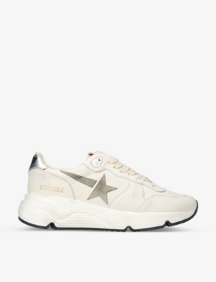 Shop Golden Goose Running Sole 10876 Star-motif Leather Mid-top Trainers In White/comb