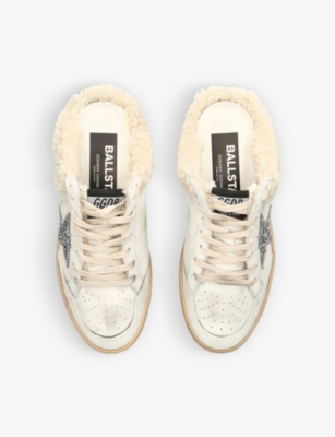 Golden Goose Ball Star Sabots With Glitter Star And Shearling Lining In Neutral