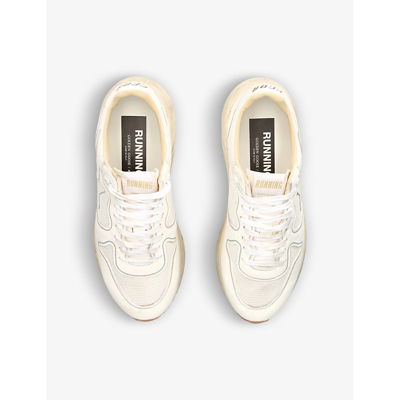 Shop Golden Goose Running Sole 10100 Mesh And Leather Trainers In White