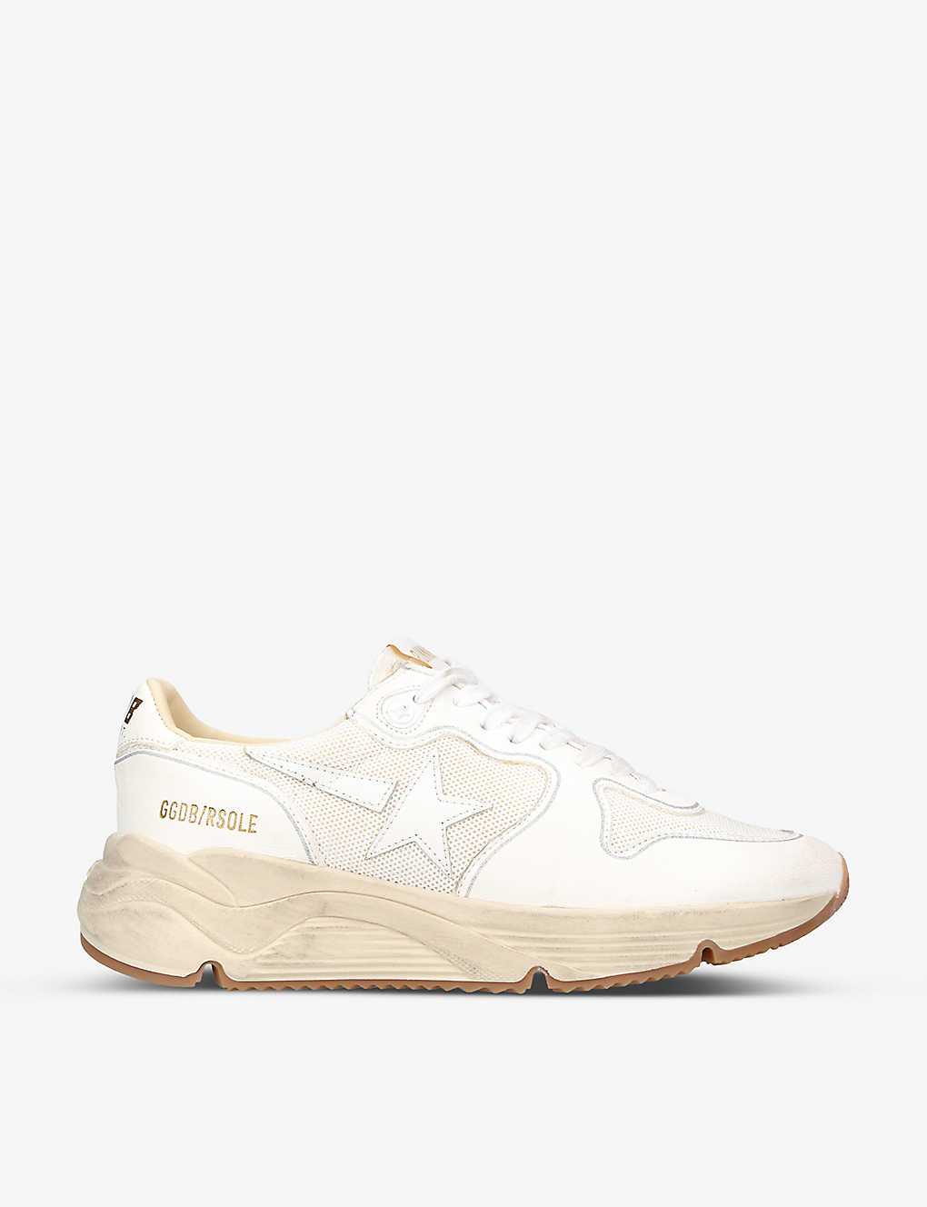 Shop Golden Goose Running Sole 10100 Mesh And Leather Trainers In White