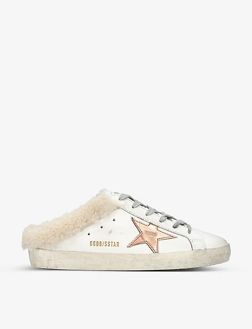 GOLDEN GOOSE: Women’s Super-Star Sabot leather and shearling trainers