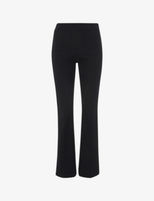 Whistles Womens Black Flared High-rise Stretch-cotton Trousers