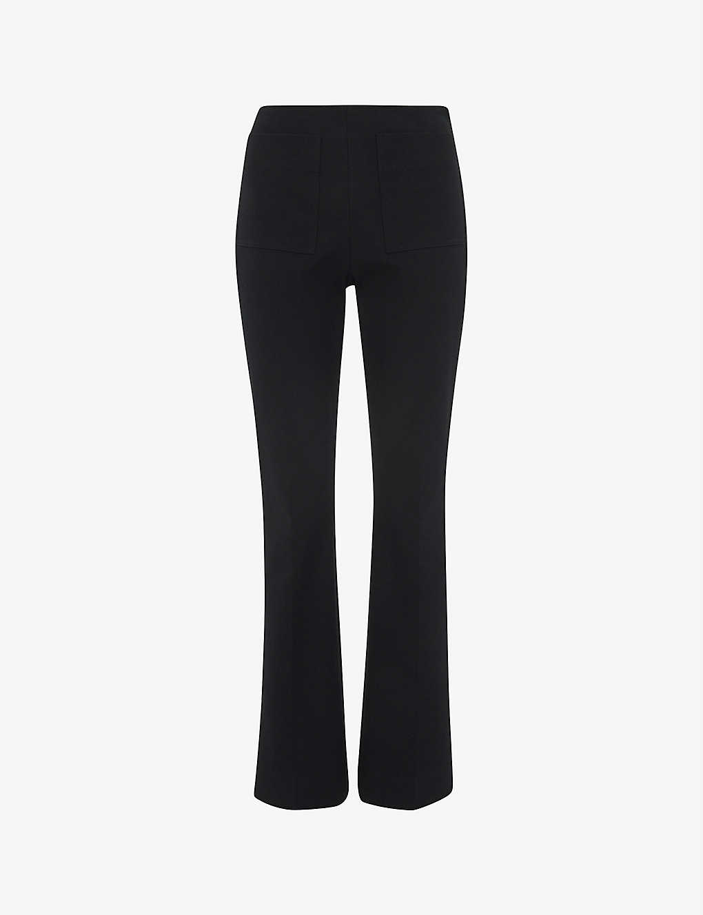 Whistles Womens Black Flared High-rise Stretch-cotton Trousers