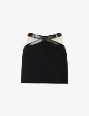 DAVID KOMA: Insert high-rise woven mini skirt