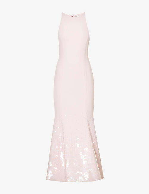DAVID KOMA: Sequin-embellished stretch-woven maxi dress