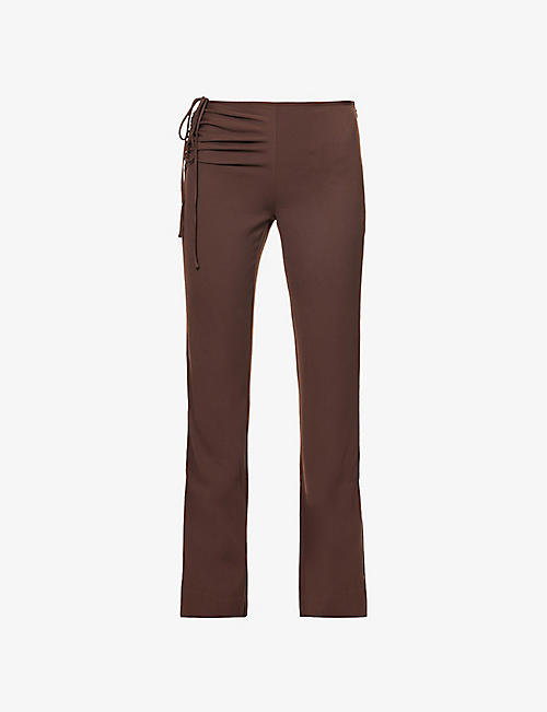CHRISTOPHER ESBER: Ruched straight-leg high-rise stretch-woven trousers