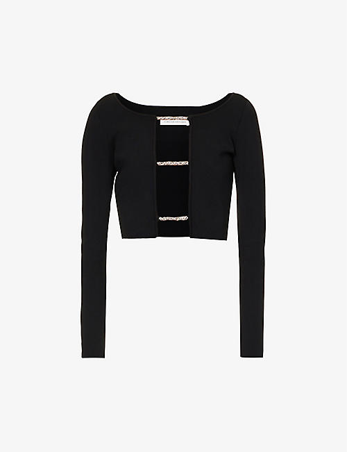 CHRISTOPHER ESBER: Cut-out cropped rayon-blend top