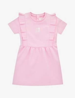 GIVENCHY GIVENCHY PINK LOGO-PRINT COTTON-BLEND DRESS 6 MONTHS-3 YEARS,63586764