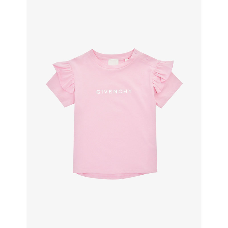 GIVENCHY GIVENCHY PINK LOGO-PRINT COTTON-JERSEY T-SHIRT 6 MONTHS-3 YEARS,63587020