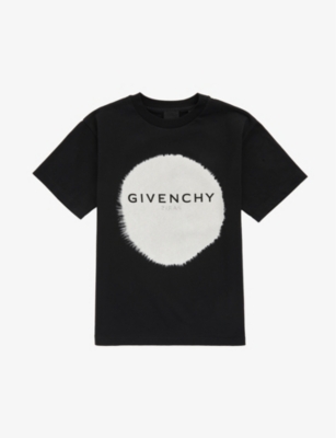 GIVENCHY GIVENCHY BOYS BLACK KIDS CIRCLE LOGO COTTON-JERSEY T-SHIRT 4-12 YEARS,63587983