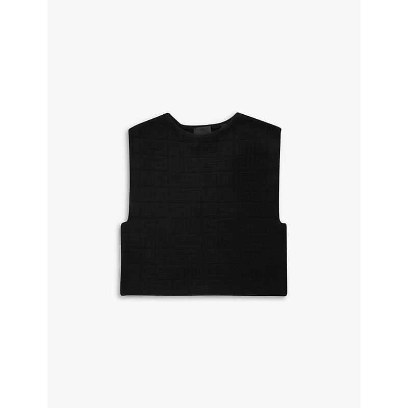 Givenchy Girls Black Kids Logo-hem Stretch-knit Vest Top 8-12 Years