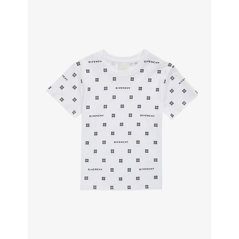 GIVENCHY GIVENCHY GIRLS WHITE KIDS BRAND-PRINT COTTON-JERSEY T-SHIRT 4-12 YEARS,63590440