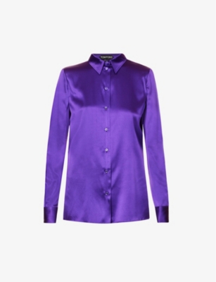 Tom Ford Silk And Lyocell-blend Satin Shirt In Amethyst