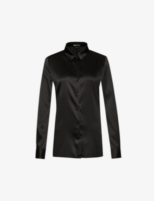 Tom Ford Women's Black Classic Regular-fit Stretch-silk Shirt