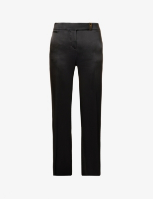 Tom Ford Womens Black Wide-leg High-rise Satin Trousers