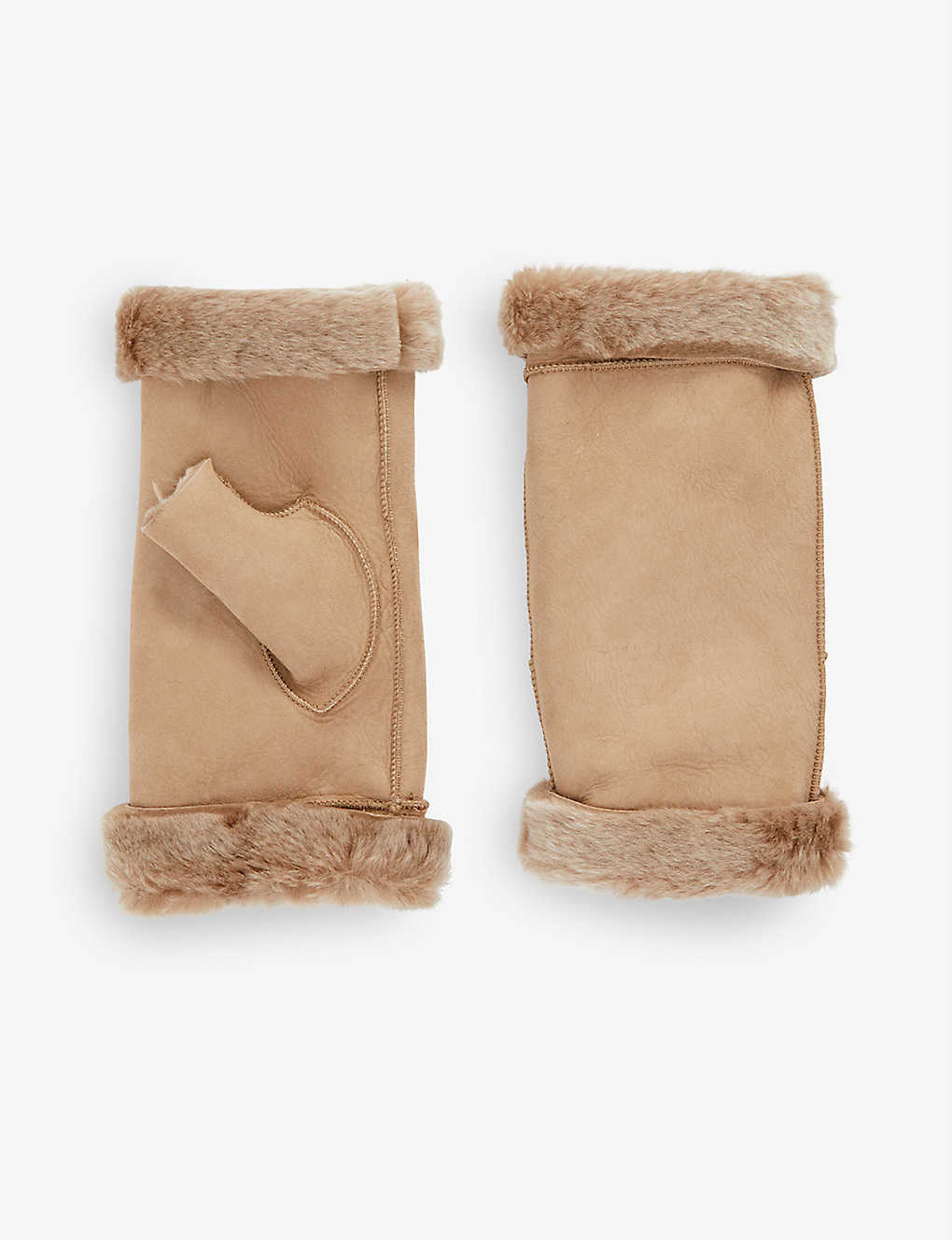Dents Womens Camel Vera Shearling-lined Suede Mittens