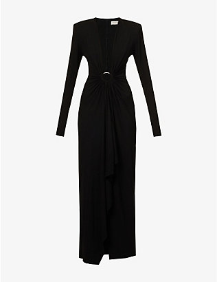 ALEXANDRE VAUTHIER: Ring-embellished stretch-woven gown