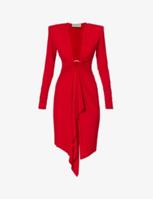 ALEXANDRE VAUTHIER ALEXANDRE VAUTHIER WOMEN'S DARING RED RING-EMBELLISHED STRETCH-WOVEN MINI DRESS,63593922