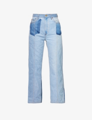 B Sides Womens Vintage Indigo Straight-leg High-rise Jeans