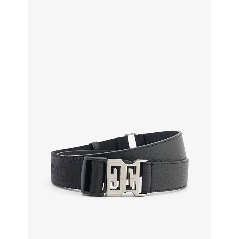 GIVENCHY GIVENCHY MEN'S BLACK 4G BUCKLE LEATHER AND WOVEN BELT,63598408