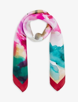 Max Mara Womens Peony Aloel Floral-printed Silk Scarf In Multicolor