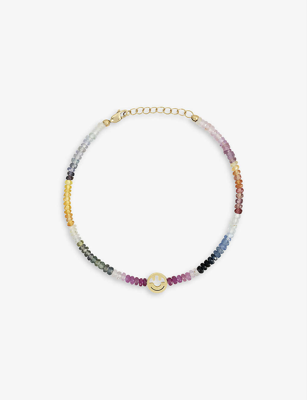 Roxanne First Womens Yellow Gold The Smiley 9ct Yellow-gold And Rainbow Sapphire Bracelet