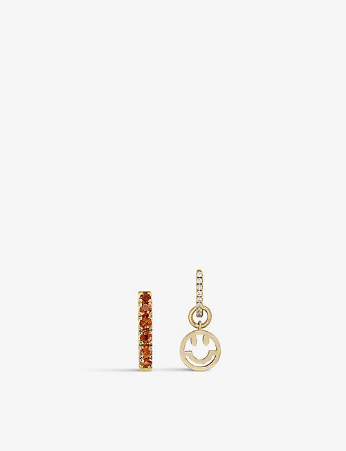 ROXANNE FIRST: Smiley Face 9ct yellow-gold earring charm