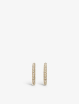 ROXANNE FIRST: Pave Diamond 14ct yellow-gold and diamond hoop earrings