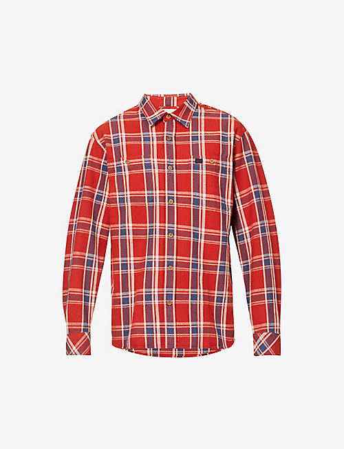 NUDIE JEANS: Filip brand-patch plaid-patterned cotton shirt