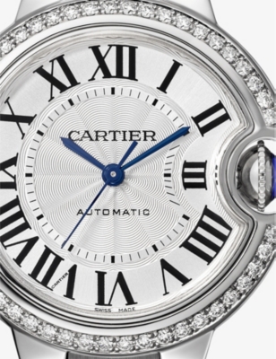 Shop Cartier Womens Steel Crw4bb0023 Ballon Bleu De Steel And 0.57ct Diamond Mechanical Watch