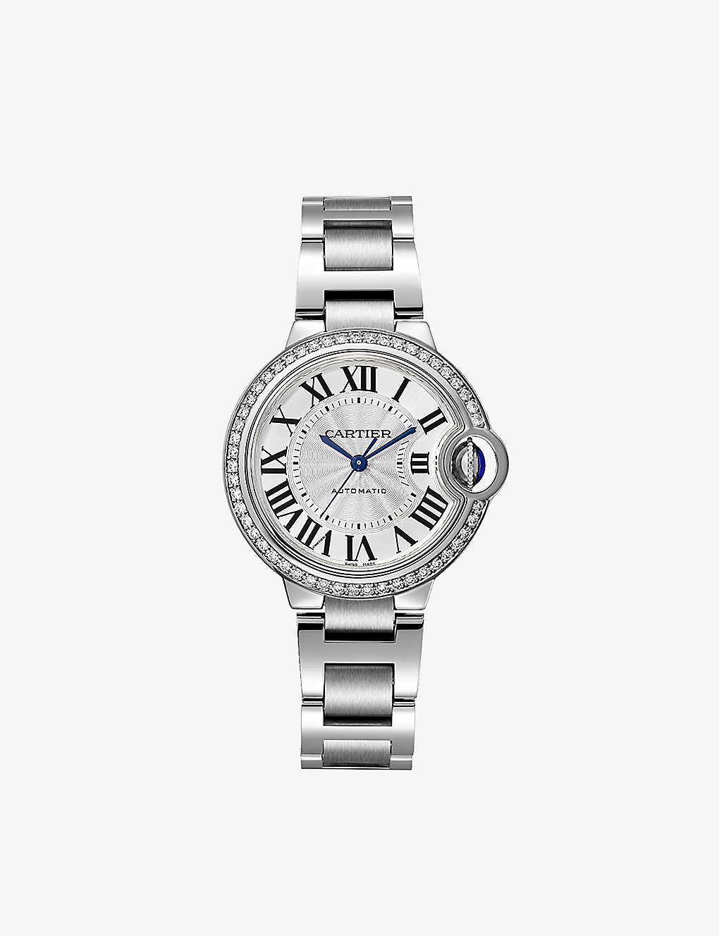 Cartier Womens Steel Crw4bb0023 Ballon Bleu De Steel And 0.57ct Diamond Mechanical Watch
