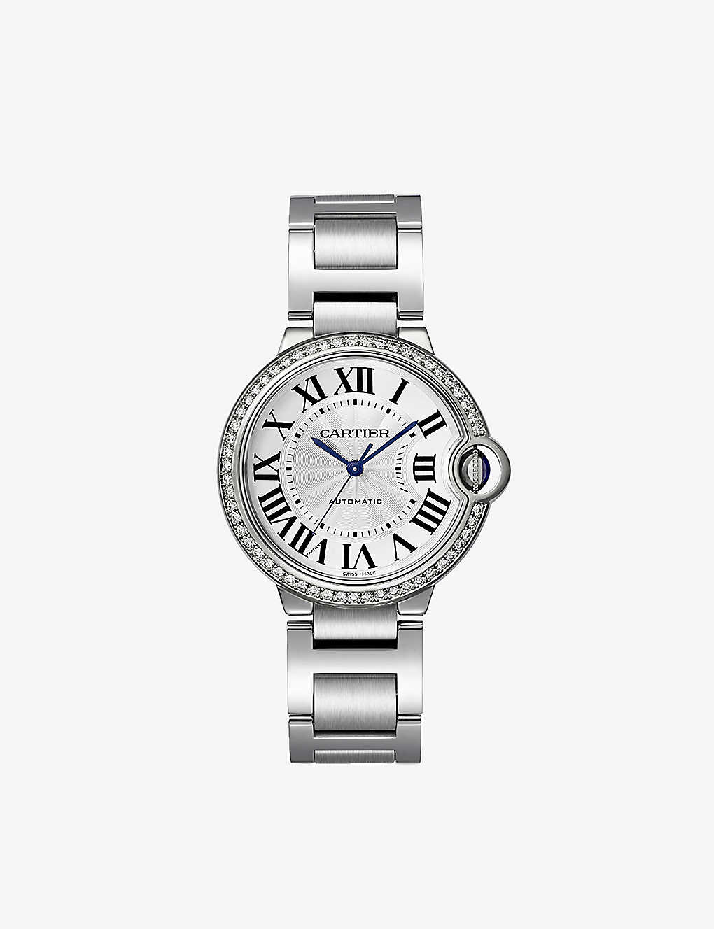 Cartier Womens Steel Crw4bb0024 Ballon Bleu De Steel And 0.78ct Diamond Mechanical Watch