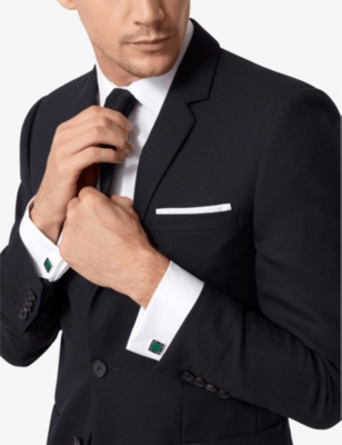 Cartier Mens Silver And Green Santos De Palladium-plated Sterling-silver And Malachite Cufflinks In Silver And Green