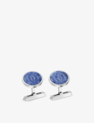 Cartier Mens Silver And Blue Double C Palladium-plated Sterling-silver And Sodalite Cufflinks