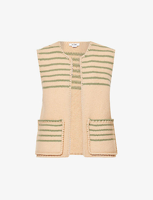 RE/DONE：条纹针织羊毛混纺马甲